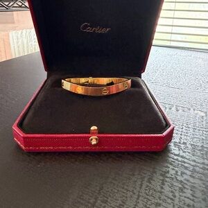 Cartier Yellow Gold Love Bracelet with Red Presentation Box